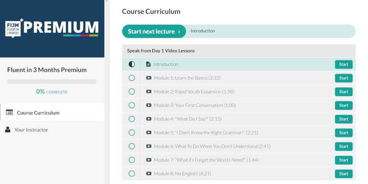 Fluent In 3 Months course